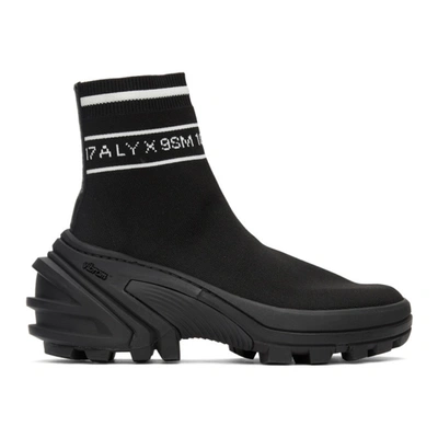Alyx Black Knit Logo High-top Trainers In Blk0001 Bla