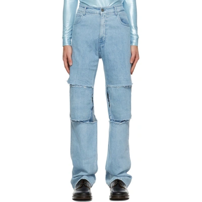 Raf Simons Patchwork Bootcut Jeans In 00041 Ligtb