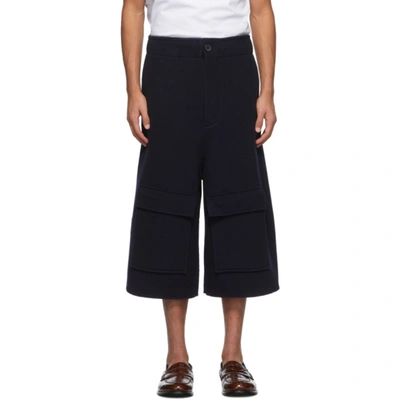 Loewe Navy Wool & Cashmere Shorts In 5110 Navy