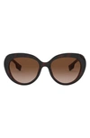 Burberry 54mm Round Cat Eye Sunglasses In Havana/ Brown Gradient