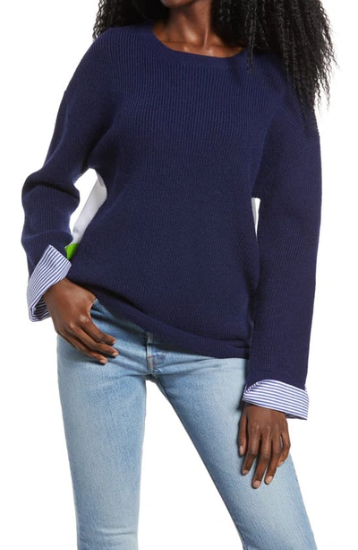 English Factory Colorblock Sweater In Navy Combo
