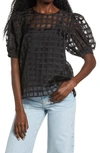 English Factory Windowpane Sheer Top In Black