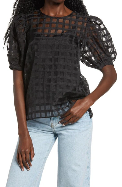 English Factory Windowpane Sheer Top In Black