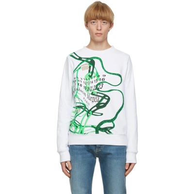 Maison Margiela White Printed Sweatshirt In 100 White