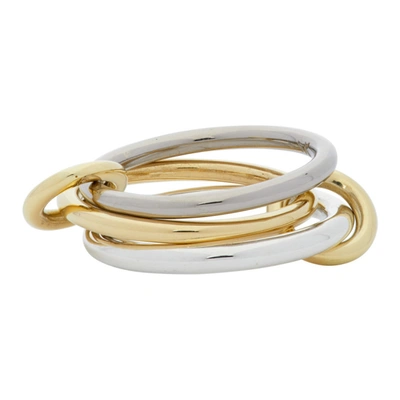 Spinelli Kilcollin Silver & Gold Fauna Three-link Ring In 18k Black & Yellow Gold & Sterling Silve