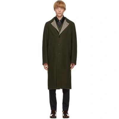 Maison Margiela Reversible Wool And Cotton-blend Coat In 814 Olive