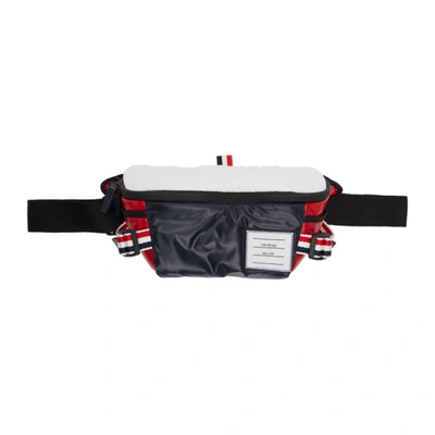 Thom Browne Red And Blue Ripstop Webbing Pouch In 960 Rwbwht