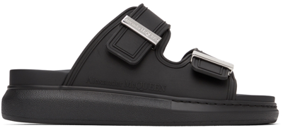 Alexander Mcqueen Black & Silver Rubber Hybrid Sandals In Black/silver