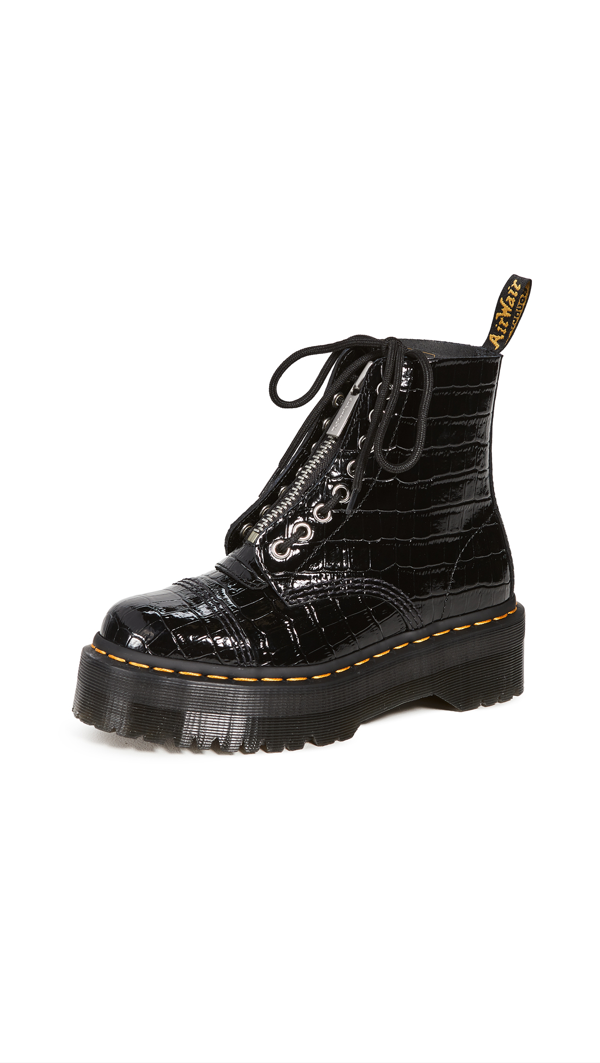 dr martens womens sinclair patent lamper croc zipper bootie