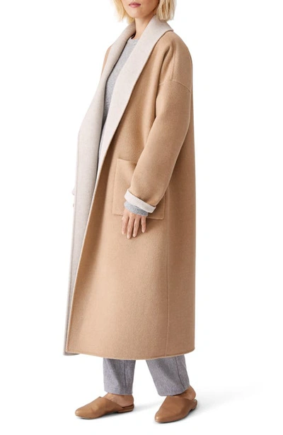 Eileen Fisher Double Face Wool & Cashmere Coat In Honey