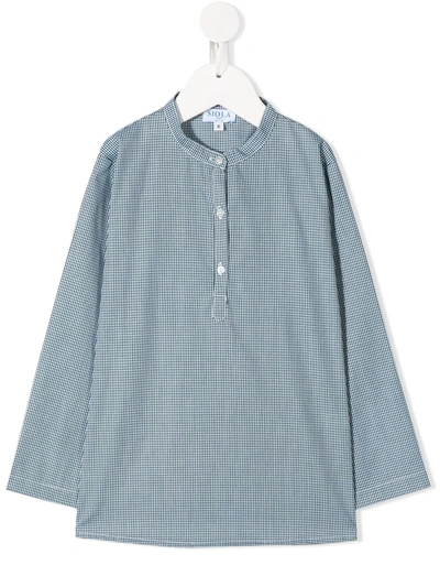 Siola Kids' Long-sleeved Micro Print Shirt In Green