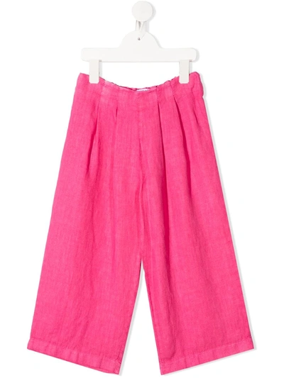 Siola Kids' Cropped Wide-leg Trousers In Pink