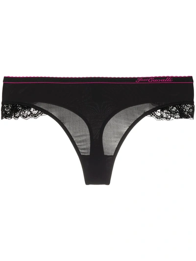 Just Cavalli Lace-trimmed Thong In Multicolor