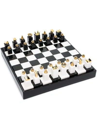 L'objet 24kt Gold Stone Chess Set In Black,white