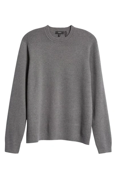 Theory Stone Crewneck Cotton Sweater In Grey Heather