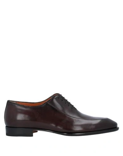 Santoni Laced Shoes In Dark Brown