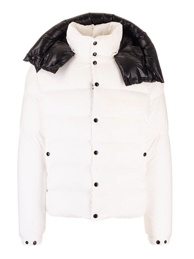Moncler Aubrac Down Jacket In White With Black Hood