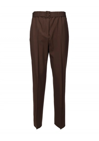 Agnona Matching Belt Pants In Brown
