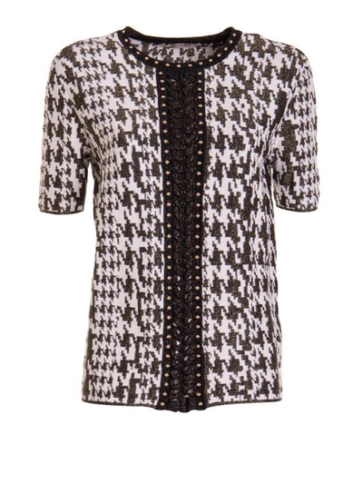 Roberto Cavalli Houndstooth Knitted T-shirt In Black