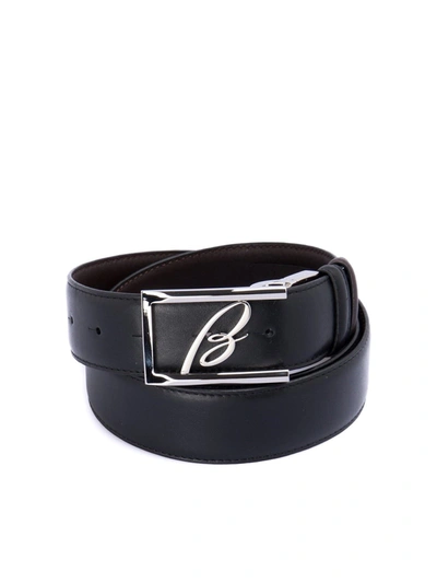 Brioni Reversible Leather Belt In Black