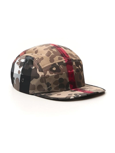 Burberry Camouflage Check Hat In Beige In Brown