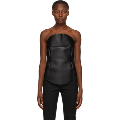 Mm6 Maison Margiela Black Leather Circle Tank Top In 900 Black