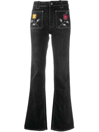 Polo Ralph Lauren Jenn Embroidered Flared Jeans In Black