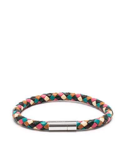 Paul Smith Multicolor Braided Leather Bracelet In Multicoloured