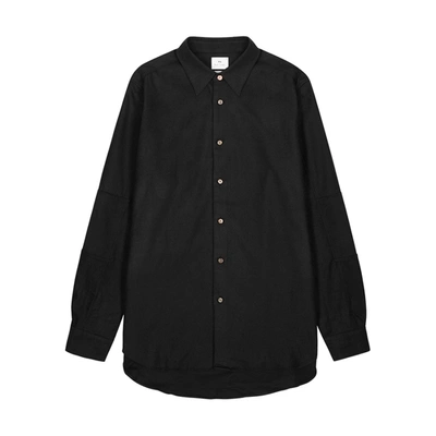 Ps By Paul Smith Midnight Blue Brushed Cotton Overshirt In Black