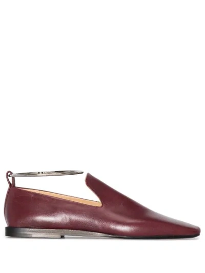 Jil Sander Burgundy Leather Loafers In Red