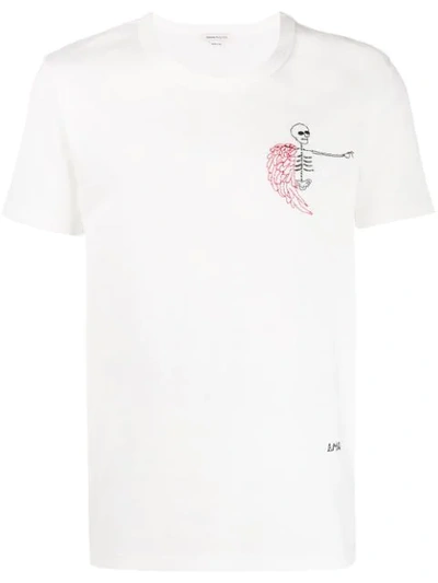 Alexander Mcqueen Stitched Skeleton T-shirt In White
