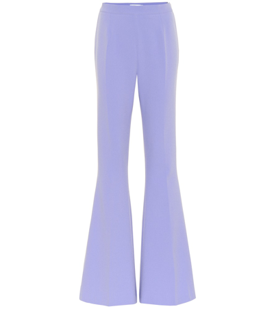 Safiyaa Halluana High-rise Flared Crêpe Trousers In Blue