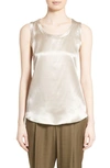 Lafayette 148 Perla Reversible Silk Blouse In Khaki