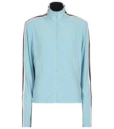 Norma Kamali Color-block Stretch-jersey Track Jacket In Blue