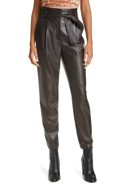 A.l.c Cobey Brown Tapered Faux Leather Trousers In Carob