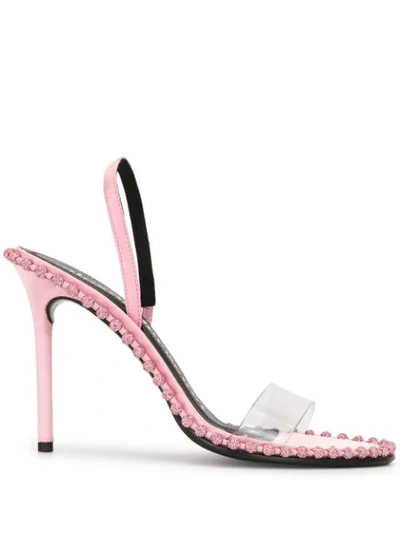 Alexander Wang Nova Crystal Pcv Slingback Sandals In Pink