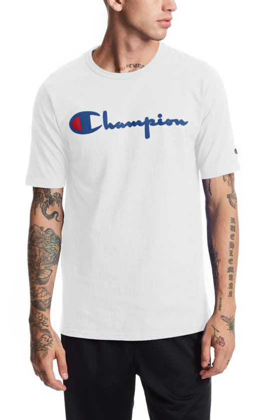 besøg sværd Produktion Champion Heritage Script Logo T-shirt In White | ModeSens