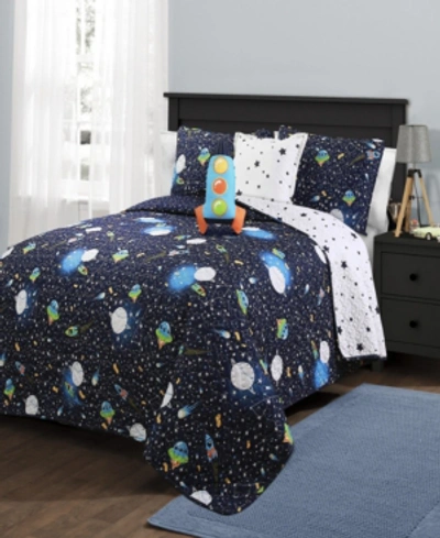Lush Decor Universe Reversible 4-piece Twin Quilt Set In Navy