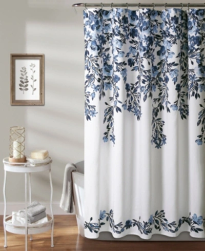 Lush Decor Tanisha Floral Shower Curtain, 72" X 72" In Navy