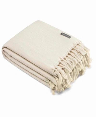 Vera Wang Twill Fringe Lace Throw Bedding In Natural