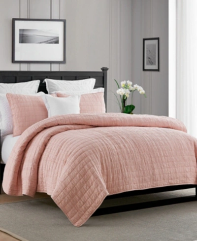 Cathay Home Inc. Enzyme Washed Crinkle Quilt Set In Coral