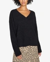 Sanctuary V-neck Teddy Sweater In Black