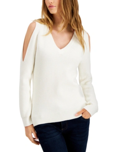 Fever Cold-shoulder Sweater In Whisper White