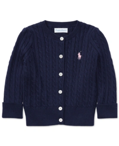 Polo Ralph Lauren Kids' Ralph Lauren Baby Girls Cable Cardigan In Hunter Navy