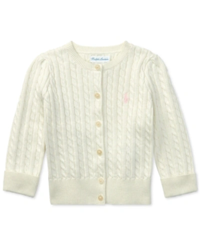 Polo Ralph Lauren Kids' Ralph Lauren Baby Girls Cable Cardigan In Warm White