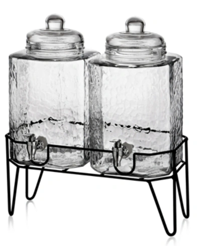 Jay Imports Hamburg Double 1.5-gallon Beverage Dispenser Set With Stand In Clear