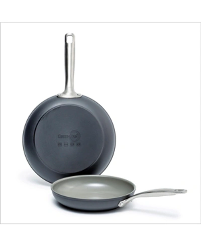 Greenpan Chatham 8" & 10" Ceramic Non-stick Open Fry Pan Set In Grey