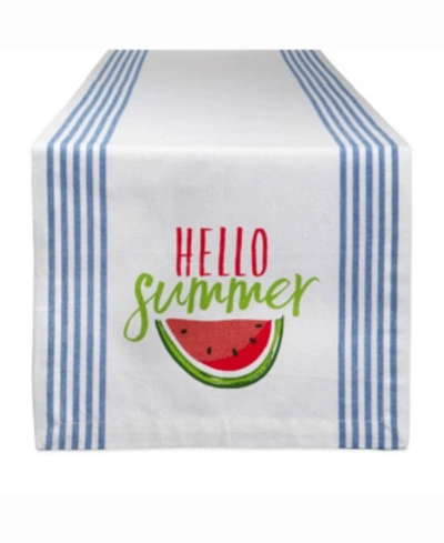 Design Imports Hello Summer Print Table Runner 14" X 72" In Blue