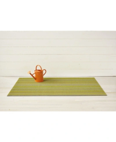 Chilewich Skinny Stripe Shag Runner - 24" X 72" In Citron