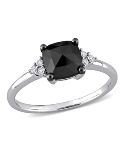 Macy's Black And White Diamond (1 1/3 Ct. T.w.) Engagement Ring In 14k White Gold